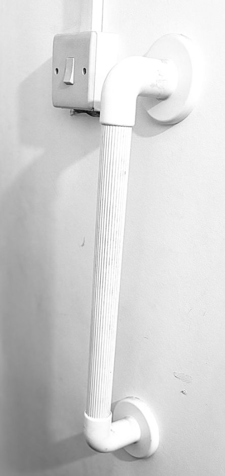 This is one of the grab bars installed in my home after an occupational therapist recommended home adaptations. It provides extra support when moving around the house and has helped me feel more confident and stable.